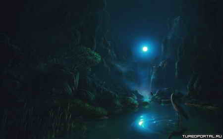 Ночной лес в лунном свете (обои) Ночной лес в лунном свете (обои)